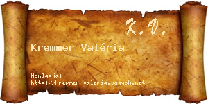 Kremmer Valéria névjegykártya